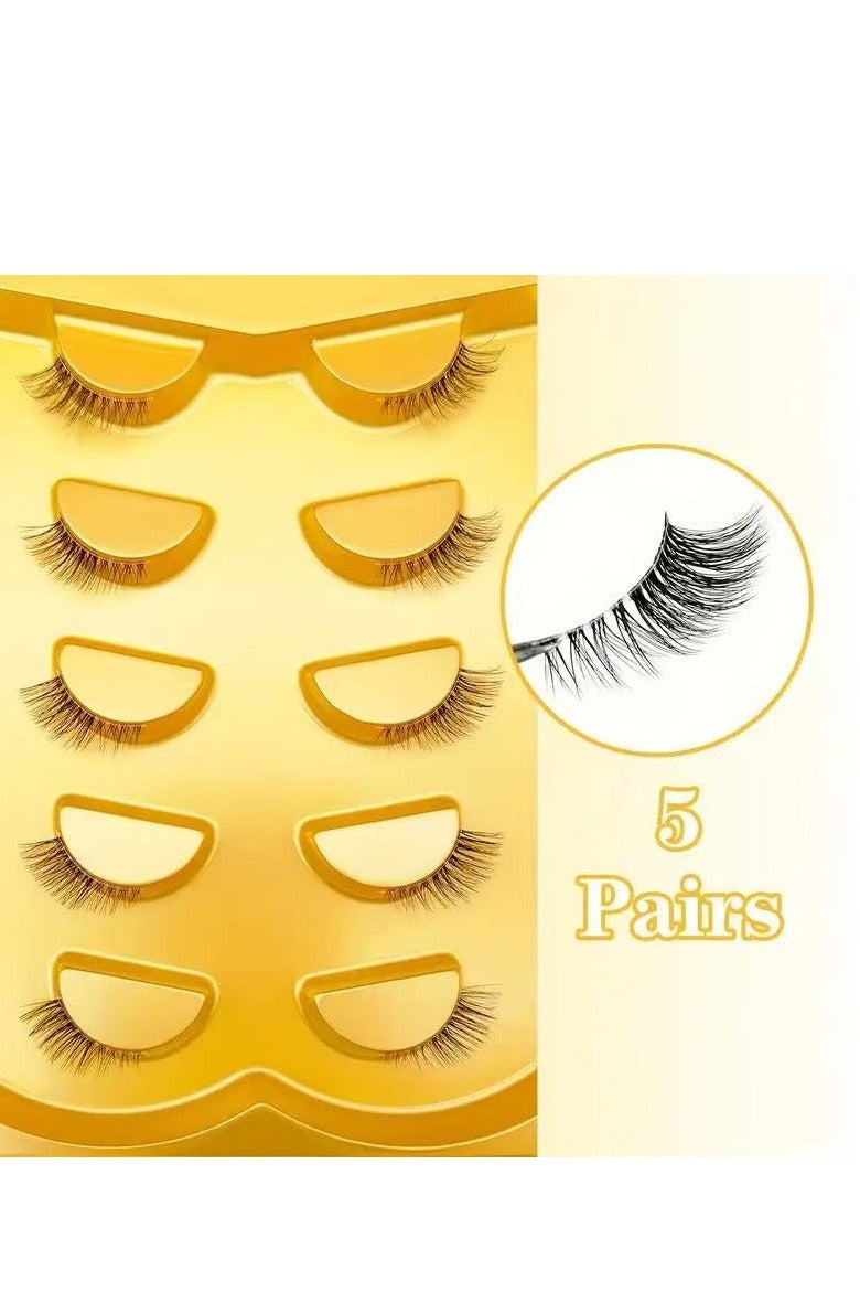 JOSQUEWNN 5 Pairs Half-Eye False Eyelashes Set,10mm Cat-Eye Style Natural Look Lengthening Outer Corners, One-Piece False Lashes With Clear Band., Long-Lasting Smudge-Proof, Suitable For Daily And Party Occasions. - Image 2