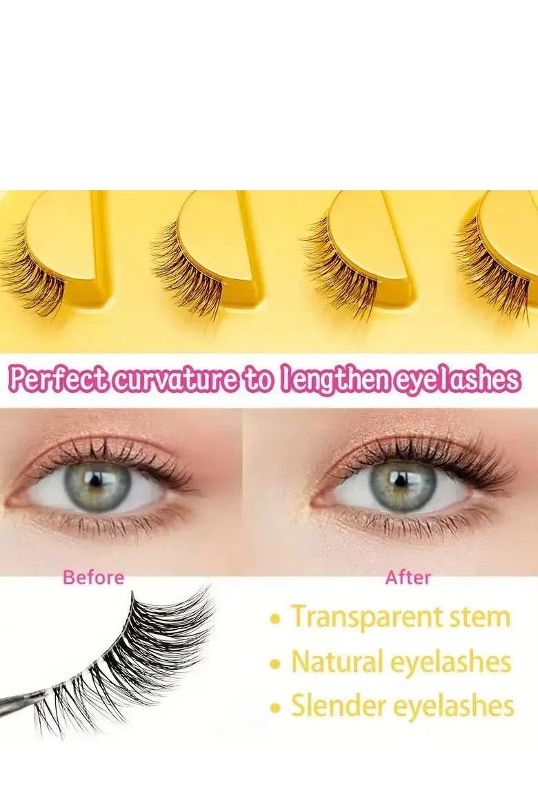 JOSQUEWNN 5 Pairs Half-Eye False Eyelashes Set,10mm Cat-Eye Style Natural Look Lengthening Outer Corners, One-Piece False Lashes With Clear Band., Long-Lasting Smudge-Proof, Suitable For Daily And Party Occasions. - Image 4