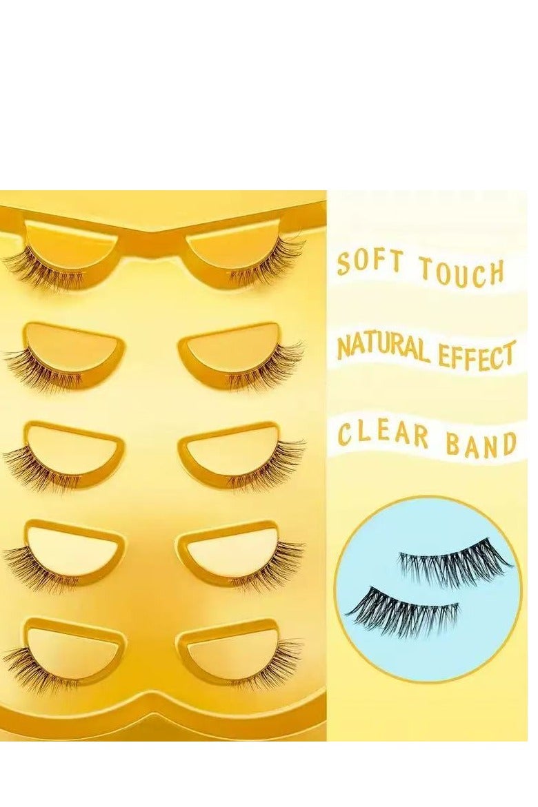 JOSQUEWNN 5 Pairs Half-Eye False Eyelashes Set,10mm Cat-Eye Style Natural Look Lengthening Outer Corners, One-Piece False Lashes With Clear Band., Long-Lasting Smudge-Proof, Suitable For Daily And Party Occasions. - Image 5