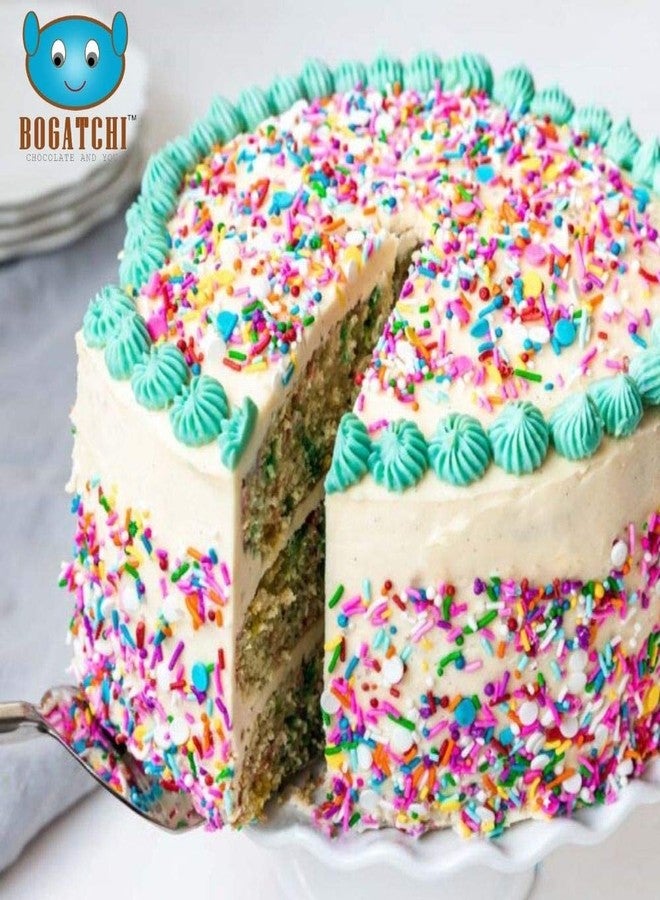 BOGATCHI Professional Cake Decoration Items Edible, Cake Decoration Items Sprinkles, Whipping Cream, Rainbow Vermicelli, Chocolate Sprinkles, Cocoa Powder Combo- 50g Each - Image 2