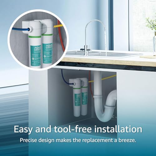 AquaCrest فلتر مياه تحت الحوض AQUA CREST FQK2J، بديل لـ GE FQK2J، FQK1K، معتمد من NSF/ANSI 42 372، 1320 جالون، فلتر مياه شرب بتدفق مزدوج (عدد 2) - Image 3
