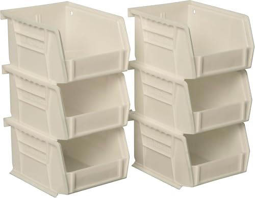 Akro-Mils AkroMils 30210 AkroBins Plastic Storage Bins SpaceSaving Stackable Bins for Garage Pantry Craft Organization 5 x 4 x 3 Stone 6Pack - Image 1