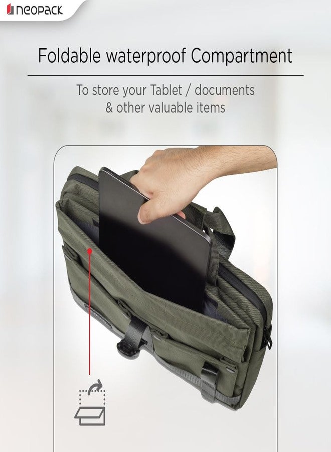 Neopack All Weather 14-inch Laptop Bag Compatible with Upto 14.2" Magbooks and 13" Notebooks - HP, Dell Asus, Lenovo & More (Military Green) - Image 5