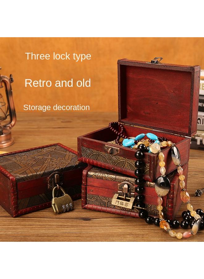 Bluejw Antique Retro Creative Desktop Storage Box With Lock Storage Box European-style Wooden Jewelry Box Small Wooden Box Gift - Image 2