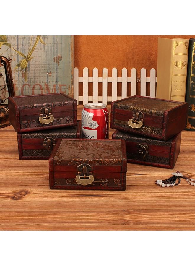 Bluejw Antique Retro Creative Desktop Storage Box With Lock Storage Box European-style Wooden Jewelry Box Small Wooden Box Gift - Image 3