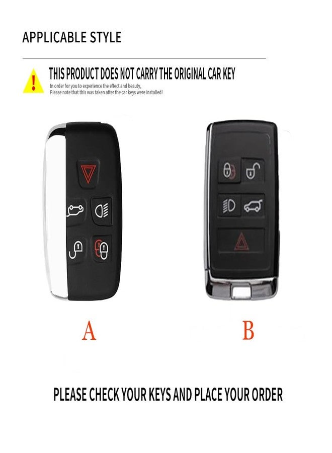 Ysbxitu 5 Button Smart Key Fob Cover with Keychain Fit for Land Rover Range Rover Evoque,Velar,Sport,discoveryCowhide Key Sleeve Key Holder Key Proctive Cover Remote Key Shell Case-Black - Image 2