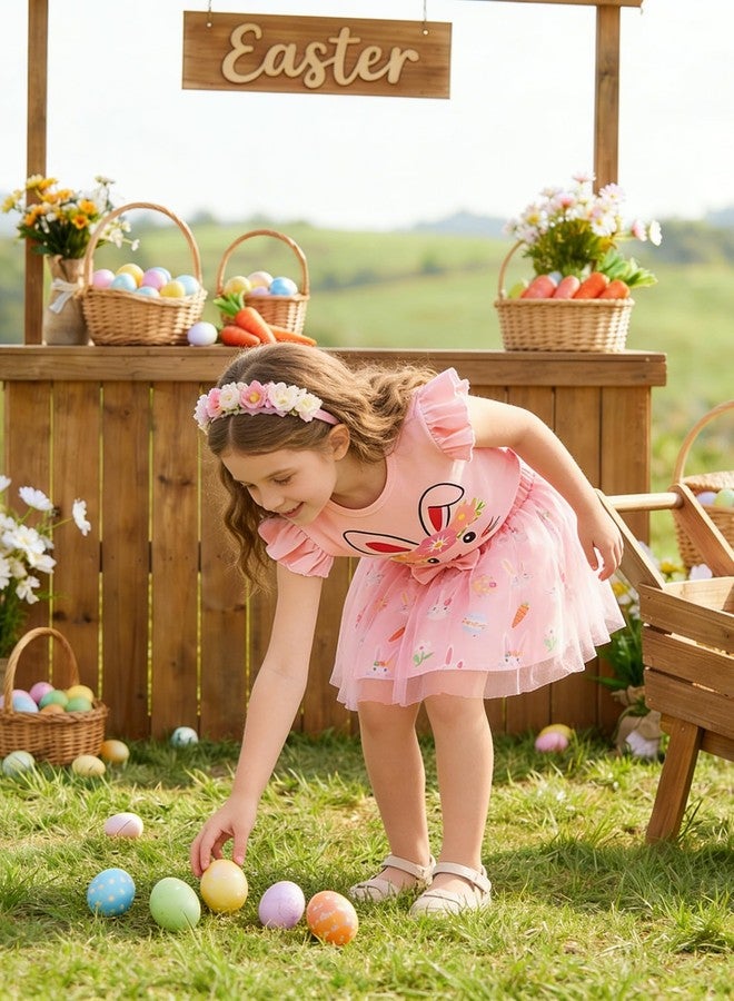 FUNMETA Toddler Girls Easter Bunny Outfit Ruffle Sleeve Top & Tulle Skirt Set Cute Rabbit Dress for Party 3-4 Years Old - Image 5