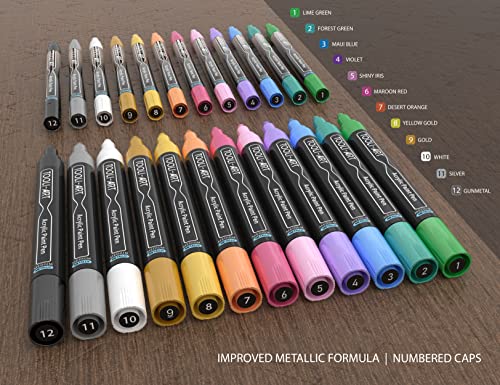 TOOLI-ART Acrylic Paint Markers Paint Pens Special Colors Set Extra Fine And Medium Tip Combo For Rock Painting, Canvas, Fabric, Glass, Mugs, Wood, Ceramics, Plastic, Multi-Surface. Non Toxic, (METALLIC) - Image 4