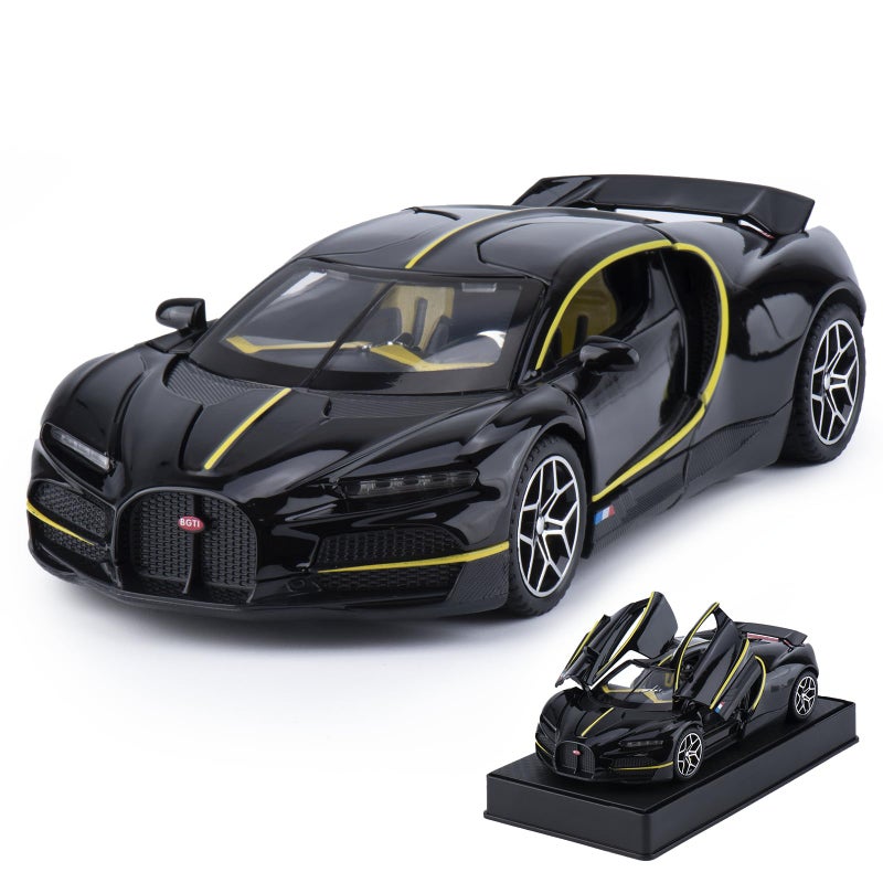 FRJV Car Toys for Boys 1 32 Diecast Cars Collectibles Car Model KitMetal Toy Car for Boys and GirlsPull Back Cars with Lights and SoundsCars for Kids Ages 35Black - Image 3