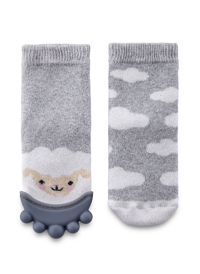BabyJem - Baby Teething Socks 3-12 Months - Silicone Tip for Baby Gum Pain Relief - Soft Terry Cloth Texture - Machine Washable, BPA, Chemical Free - Image 1