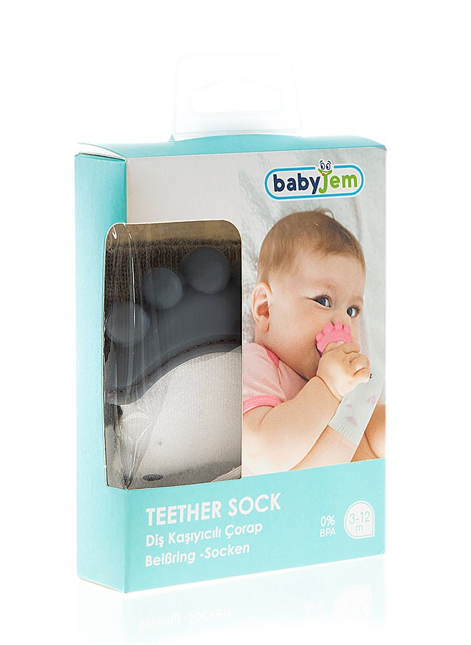 BabyJem - Baby Teething Socks 3-12 Months - Silicone Tip for Baby Gum Pain Relief - Soft Terry Cloth Texture - Machine Washable, BPA, Chemical Free - Image 1