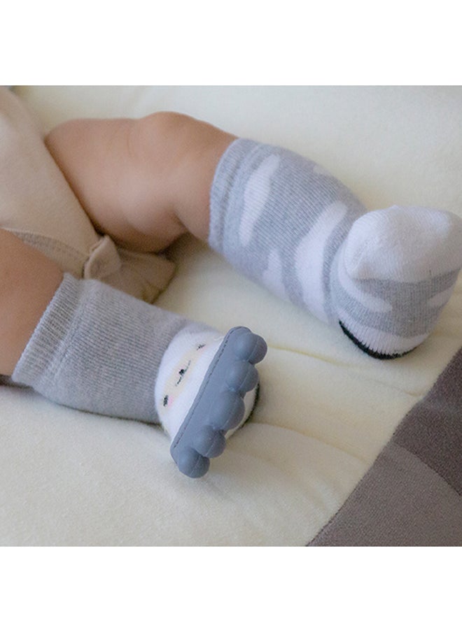 BabyJem - Baby Teething Socks 3-12 Months - Silicone Tip for Baby Gum Pain Relief - Soft Terry Cloth Texture - Machine Washable, BPA, Chemical Free - Image 1