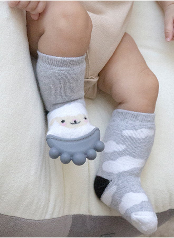 BabyJem - Baby Teething Socks 3-12 Months - Silicone Tip for Baby Gum Pain Relief - Soft Terry Cloth Texture - Machine Washable, BPA, Chemical Free - Image 1