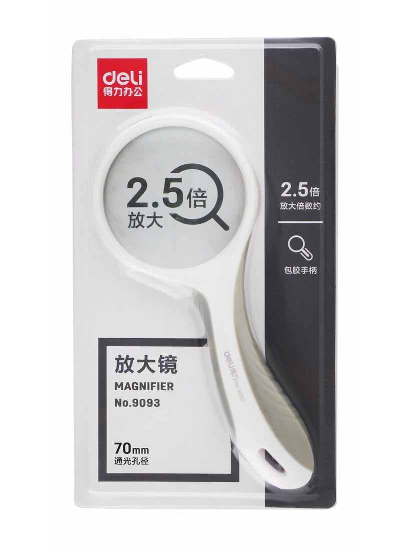 Deli Magnifyng Glass 70mm With Soft Grip Assorted Colours - Image 1
