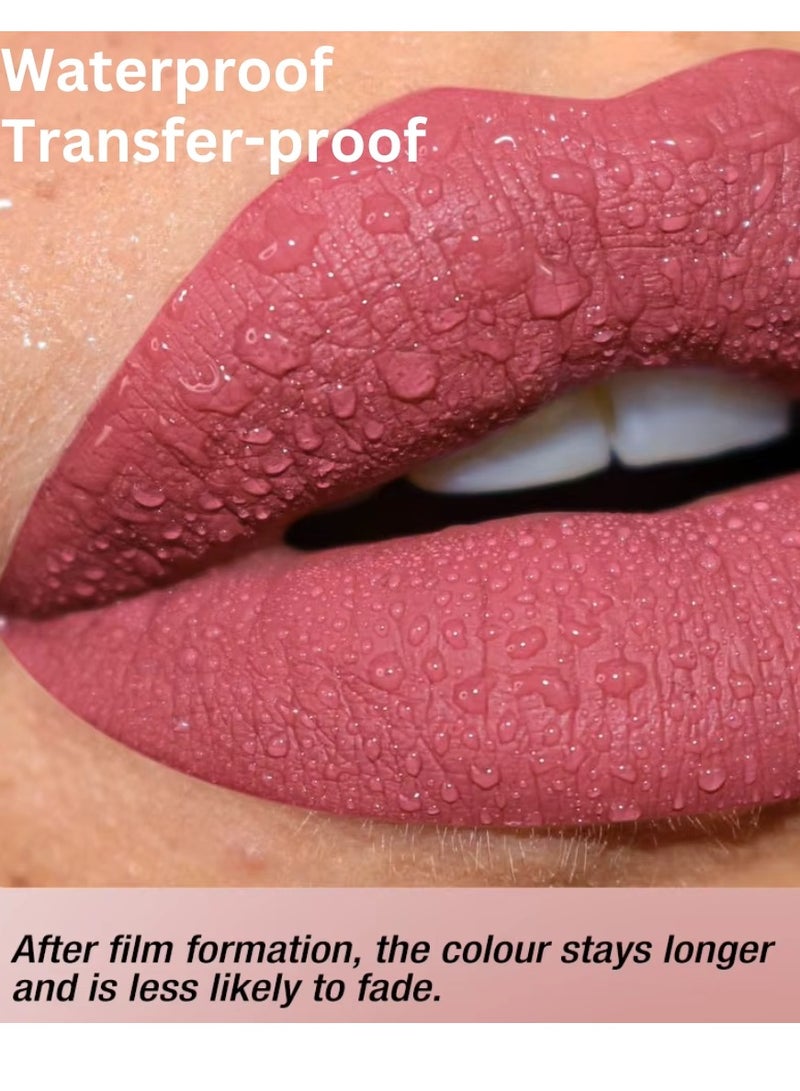 LANGMANNI مجموعة أحمر شفاه مات ناعم 3 في 1 - مجموعة قلم تحديد الشفاه، لامع شفاه سائل، وأحمر شفاه - مجموعة تأثير طويل الأمد ومقاومة للماء - مجموعة هدايا مكياج الشفاه الكل في واحد 05 - Image 5