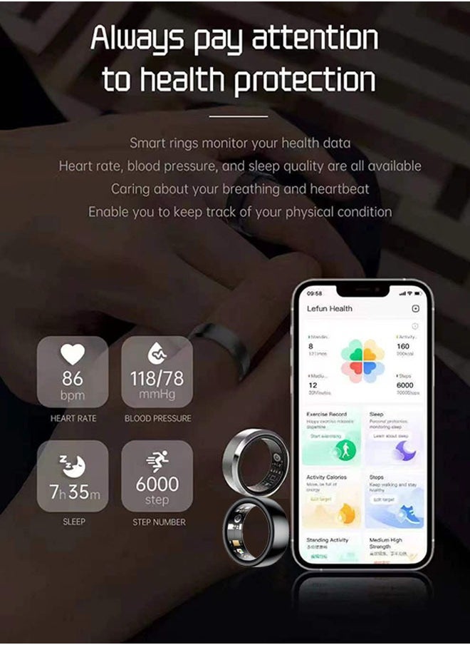 SJet Smart Ring Health Tracker, Health Rate Rings Long Lasting Batteries Monitor Sleep Ring Waterproof Fitness Tracker (Black)  - Image 3