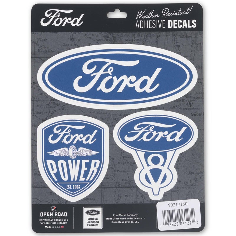 Open Road Brands Ford Logo Adhesive Vinyl Decals Set of Ford Stickers for Car Window Water Bottle or Laptop 1 Pack 3 Count - Image 3