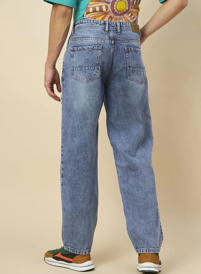 High Star  High Star Mid Rise Loose Fit Distressed Pure Cotton Jeans for Men | Best Price UAE