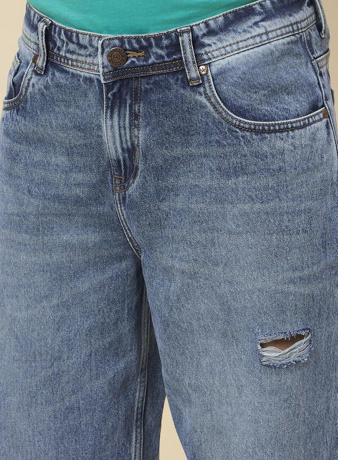 هاي ستار جينز قطني نقي بخصر متوسط وقصة فضفاضة مع تمزيق - Image 5