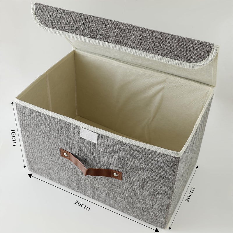 Kuber Industries Kuber Industries Small Storage Box With LidFoldable Toys Storage BinWardrobe Organizer For clothesFront Handle Sturdy Pack Of2 Grey  - Image 2