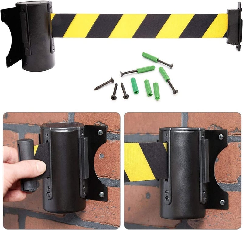 Retractable Door Barrier Wall Mounted Retractable Belt Barrier 2/3/5M Security Belt Ribbon Barriers for Offices and Public Areas Retractable for Party Supplies(2m) - Image 4