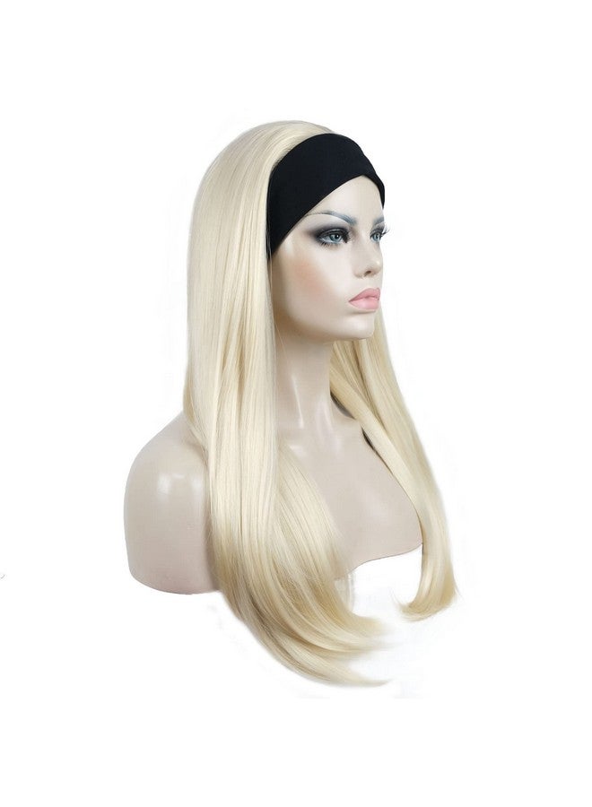 Aimole Long Straight 3/4 Women'S Wigs Synthetic Hair With Black Headband(613 Pale Blonde) - Image 4