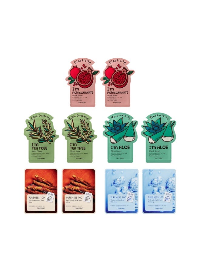 Tonymoly BFF Face Sheet Mask| Pack of 10|Sheet Face Mask for Glowing Skin|Facial Mask With Essence| Soothes Skin Irritation, Refines Pores & Skin Radiance|Sheet Mask Combo - Image 1