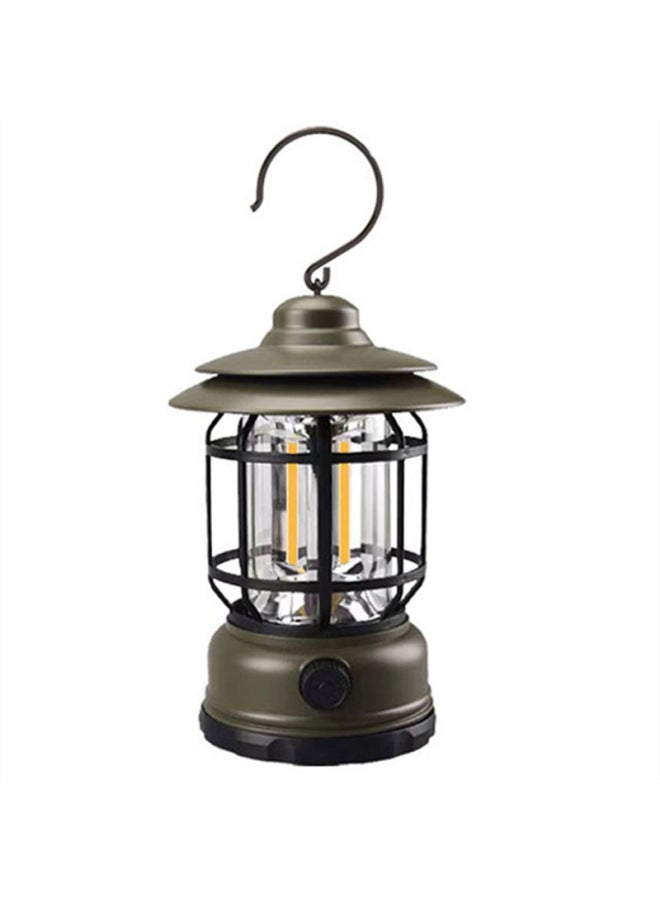 Outdoor Rechargeable Cob Handheld Lantern Multifunctional Camping Tent Light Vintage Led Horse Lamp Fishing Camping Light-Color:Charging (green) - Image 1