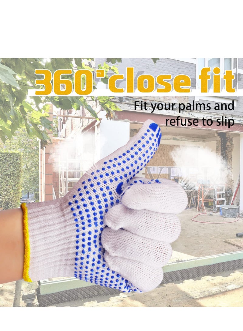 12 Pairs Working Gloves For Men Women Winter Dots Flip Resistant Grip Repairing Builder Construction Gardening Housework Skincare Stretchy Durable Gloves Warehouse Worker