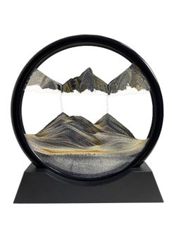 Happy Home Moving Sand Art Board, 3D Hourglass, Deep Sea Sand Scenery, Moving Sand Art Board, Circular Sand Frame, 3D Colorful Sand Decor, Comfortable Desktop for Home Office (7 Inch, Black)  - Image 1