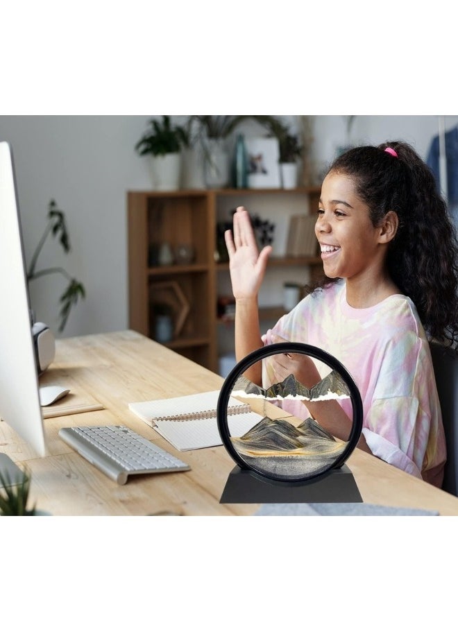 هابي هوم لوحة فنية رملية متحركة، ساعة رملية ثلاثية الأبعاد، منظر رملي لأعماق البحار، لوحة فنية رملية متحركة، إطار رملي دائري، ديكور رملي ملون ثلاثي الأبعاد، سطح مكتب مريح للمكتب المنزلي (7 بوصات، أسود)  - Image 4