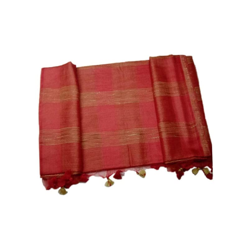 SheenKraft | Handloom Bhagalpuri Kota Ghicha Silk Saree for Women with Running Blouse Piece Free Size (11821 Red) - Image 4