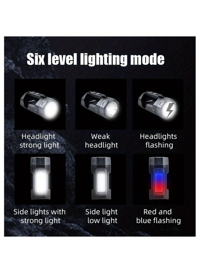 Black Rechargeable LED Flashlight 1800mAh Battery COB Side Light For Camping Fishing - Image 5