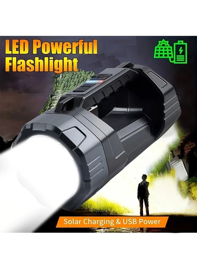 Black Rechargeable LED Flashlight 1800mAh Battery COB Side Light For Camping Fishing - Image 2