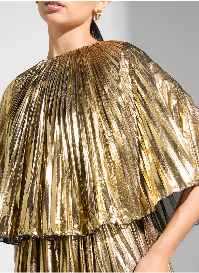 Golden Apple Maxi Dress Pleated