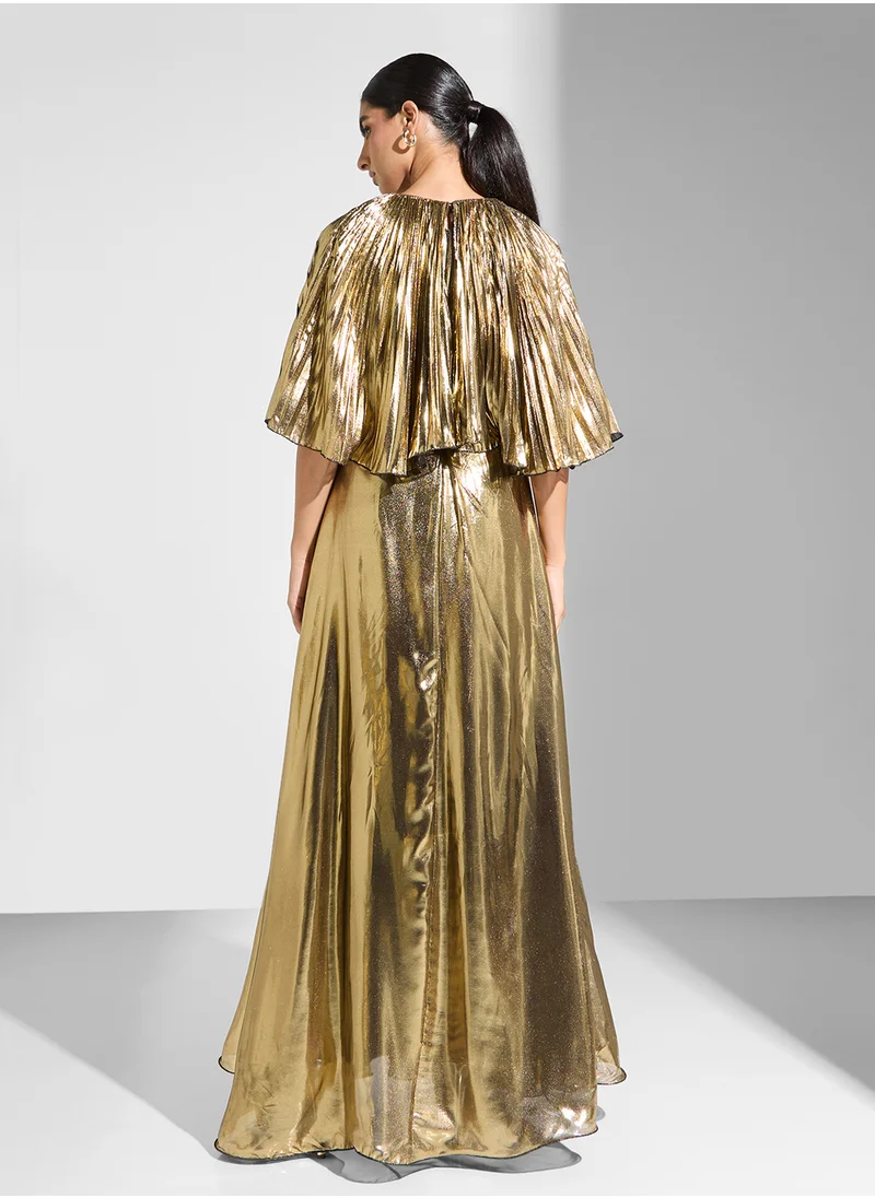 Golden Apple Maxi Dress Pleated