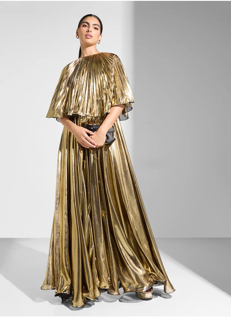 Golden Apple Maxi Dress Pleated