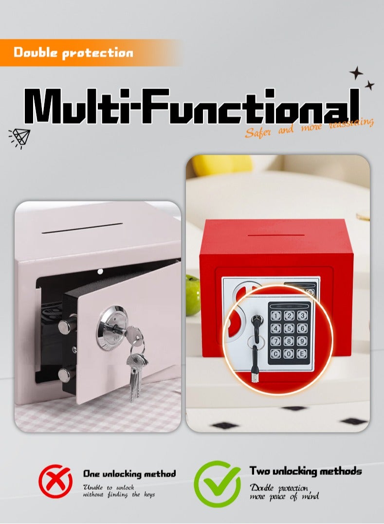 صندوق أمان صغير مع لوحة مفاتيح وأقفال، صناديق أمان شخصية إلكترونية بقفل مخفي، صناديق أمان مصنوعة من سبائك الفولاذ للاستخدام المنزلي والمكتب وغرف الفنادق والأعمال والمجوهرات والأموال - Image 5
