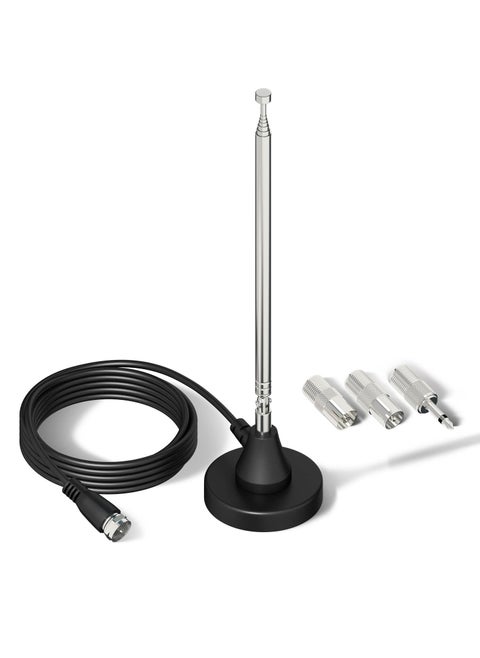 DAB FM Radio Antenna for Stereo System 75 Ohm DAB Telescopic Antenna with Magnetic Base and 3 m Extension Cable for Portable Radio Tuner Stereo Receiver AV Receiver Stereo Amplifier