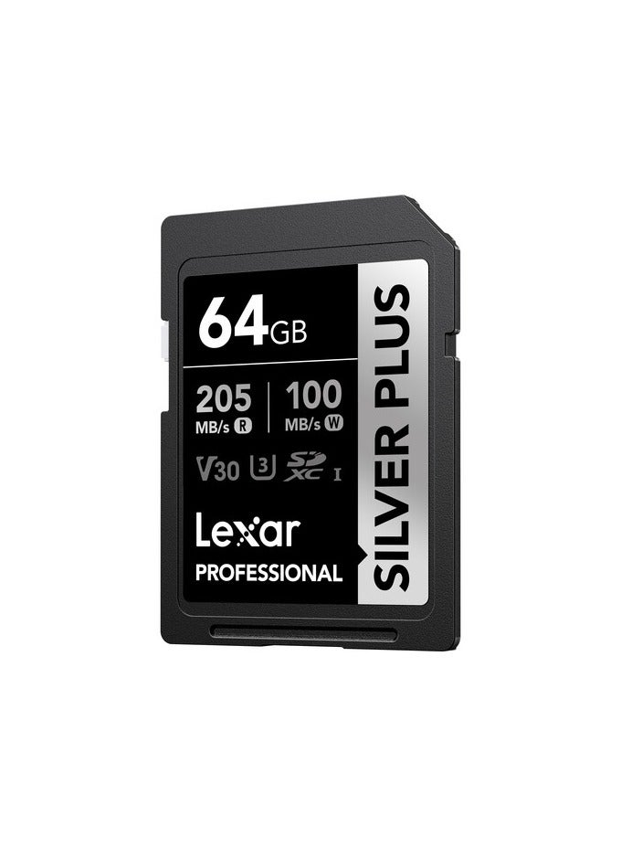 Lexar Professional 64gb Silver Plus Sdxc™ Uhs-I Cards, Up To 205mb/S Read 100mb/S Write C10 V30 U3 (LSDSIPL064G-BNNNG) - Image 2