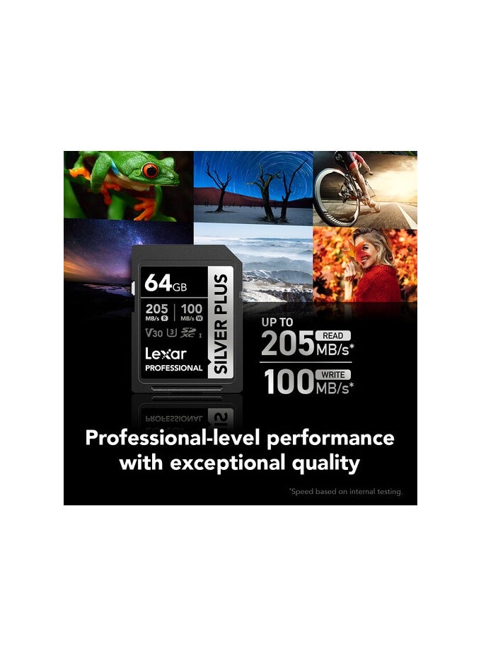 Lexar Professional 64gb Silver Plus Sdxc™ Uhs-I Cards, Up To 205mb/S Read 100mb/S Write C10 V30 U3 (LSDSIPL064G-BNNNG) - Image 4