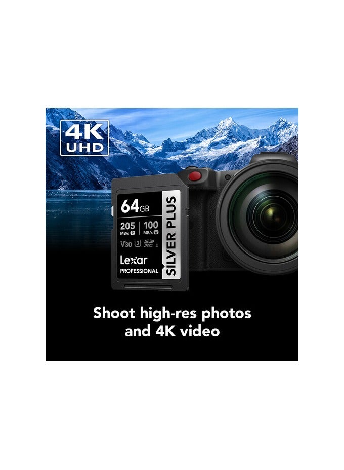 Lexar Professional 64gb Silver Plus Sdxc™ Uhs-I Cards, Up To 205mb/S Read 100mb/S Write C10 V30 U3 (LSDSIPL064G-BNNNG) - Image 5