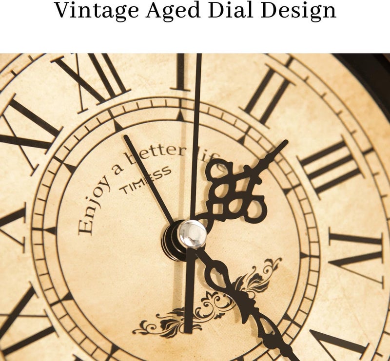 TIMESS Vintage Analog Alarm Clock, 4.3" Silent Non-Ticking Quartz Desk Clock with Roman Numerals, Battery Operated Table Clock for Bedroom, Living Room, Office, or Gift (White) - Image 5