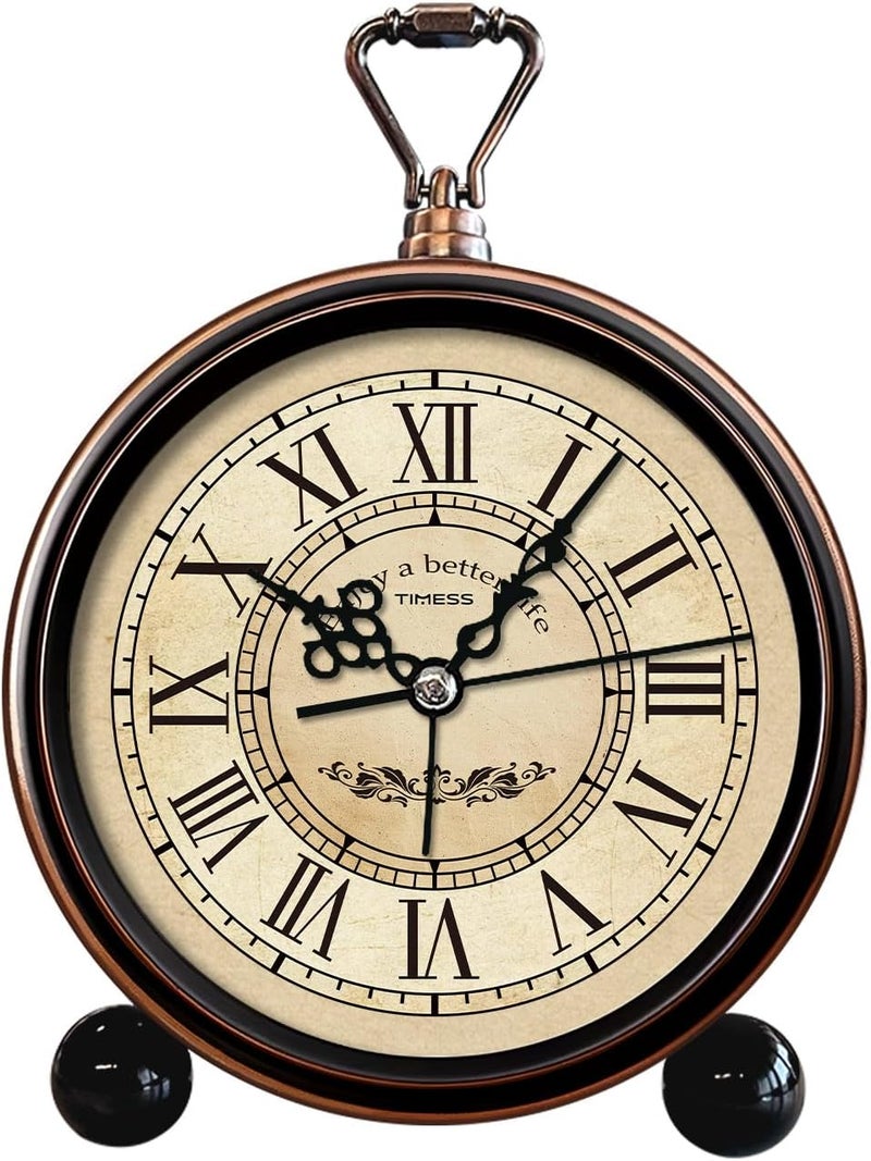 TIMESS Vintage Analog Alarm Clock, 4.3" Silent Non-Ticking Quartz Desk Clock with Roman Numerals, Battery Operated Table Clock for Bedroom, Living Room, Office, or Gift (White) - Image 1