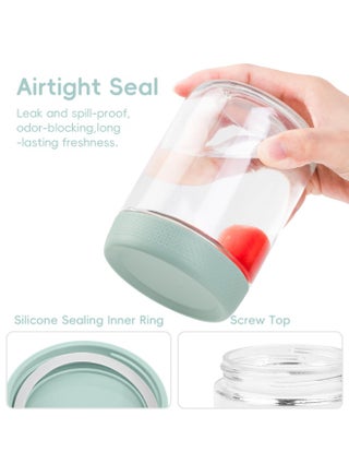 Glass Jars, 6Pcs 480ml Food Storage Jar Container with Silicone Sleeves,  Airtight BPA-Free Overnight Oats Containers with Lids for Kitchen Canning Cereal,Coffee,Fruit,Milk, Chia Pudding ,Sugar ,Beans - view 5