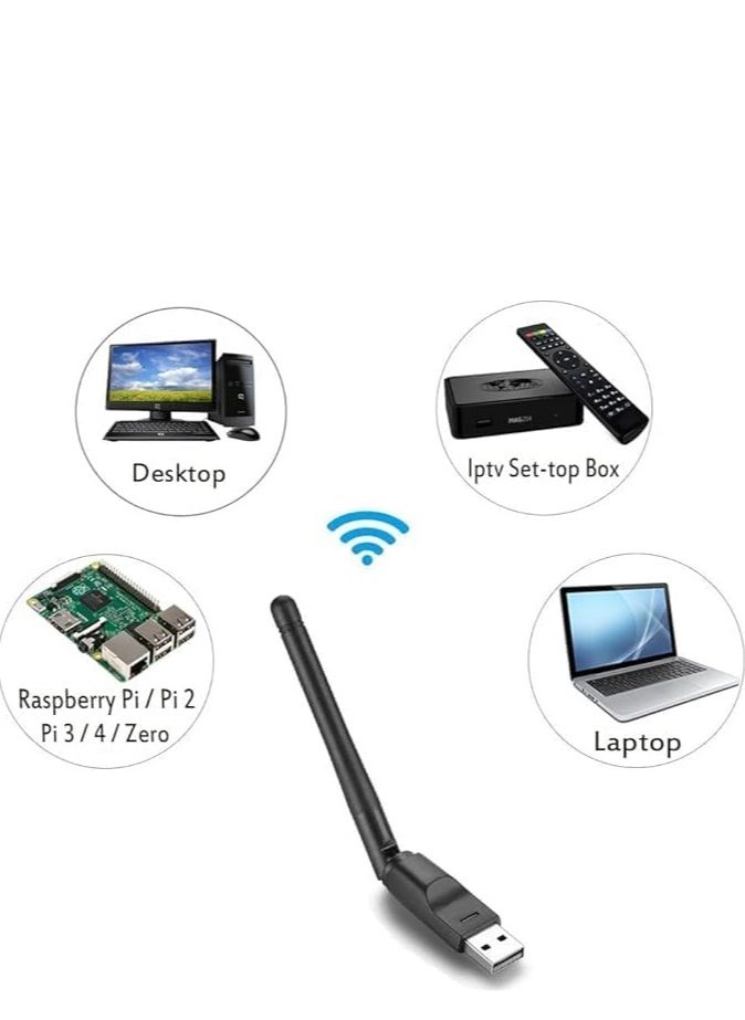 Generic - 300Mbps USB WIFI Adapter, RT5370 Wireless Network Card Adapter for Desktop, Laptop, Windows, Mac OS, Linux - Image 1