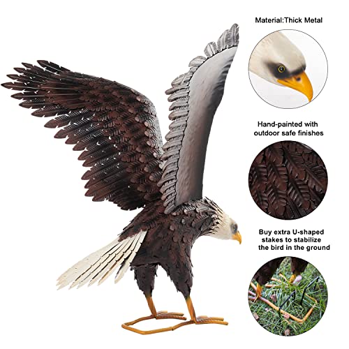 chisheen Bald Eagle Statue Outdoor Garden Sculpture Metal Yard Art Lawn Decorations,Large Eagle Figurines and Statues - Image 5
