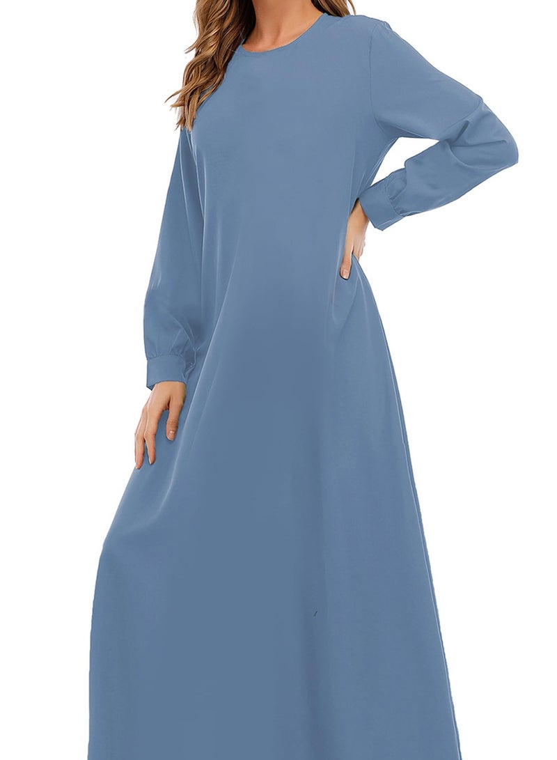 Solid Color Zipper Abaya Muslim Dresses for Women Girls Pockets Islamic Prayer Clothes - Image 2