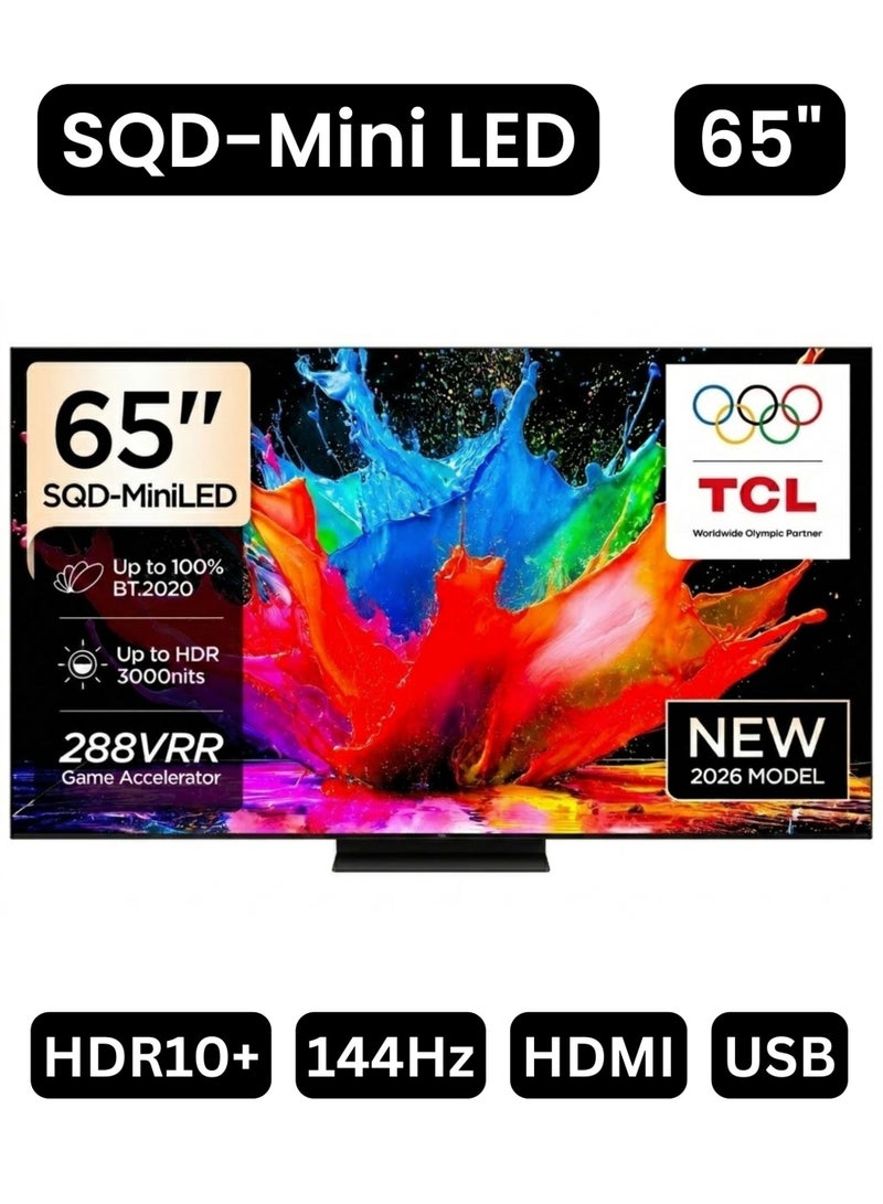 TCL 65-inch C79L Premium SQD-Mini LED 4K Smart Google TV (65C79L UAE Version - 2026 Model), TSR AiPQ Processor, Up to 3000 Nits HDR, 1,152 Precise Dimming Zones, HVA 2.0 Pro Panel, 288Hz VRR Game Accelerator 65C79L Black - Image 1
