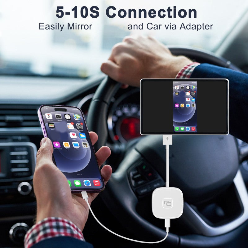 محول انعكاس سلكي Carplay - جهاز انعكاس شاشة السيارة التكامل السلس مع السيارة بالربط والاستخدام فوري لمستخدمي هواتف iOS، للقيادة الآمنة والاستخدام في ترفيه السيارة - Image 5